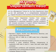 Management Trainee - Parts Department Head